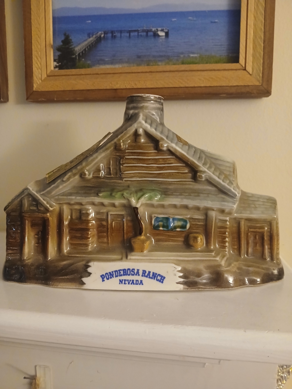 Vintage Jim Beam Whiskey Decanter bottle- Bonanza Ponderosa Ranch mid century